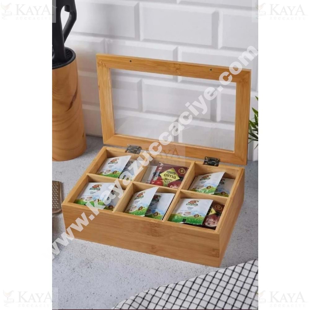 BZD IVORY BAMBU ÇAY KAHVE KUTUSU ORGANİZERİ 24x16x7 CM 1*20