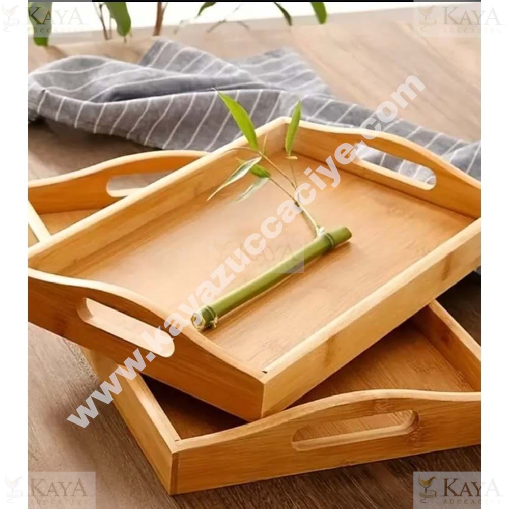 BZD IVORY BAMBU TEPSİ 2 Lİ DİKDÖRTGEN SET 29x40 36x23 1*12