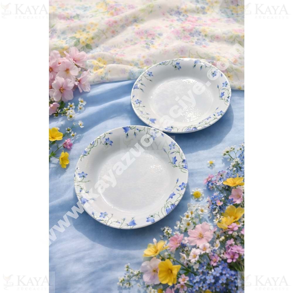 ALİNA HOME MAVİ ÇİĞDEM YUVARLAK YEMEK TABAĞI 20 CM 1*12