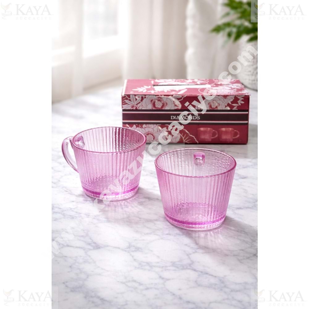 DİAMONDS CAM2 Lİ JUMBO RENKLİ KUPA HEDİYE KUTULU 1*24