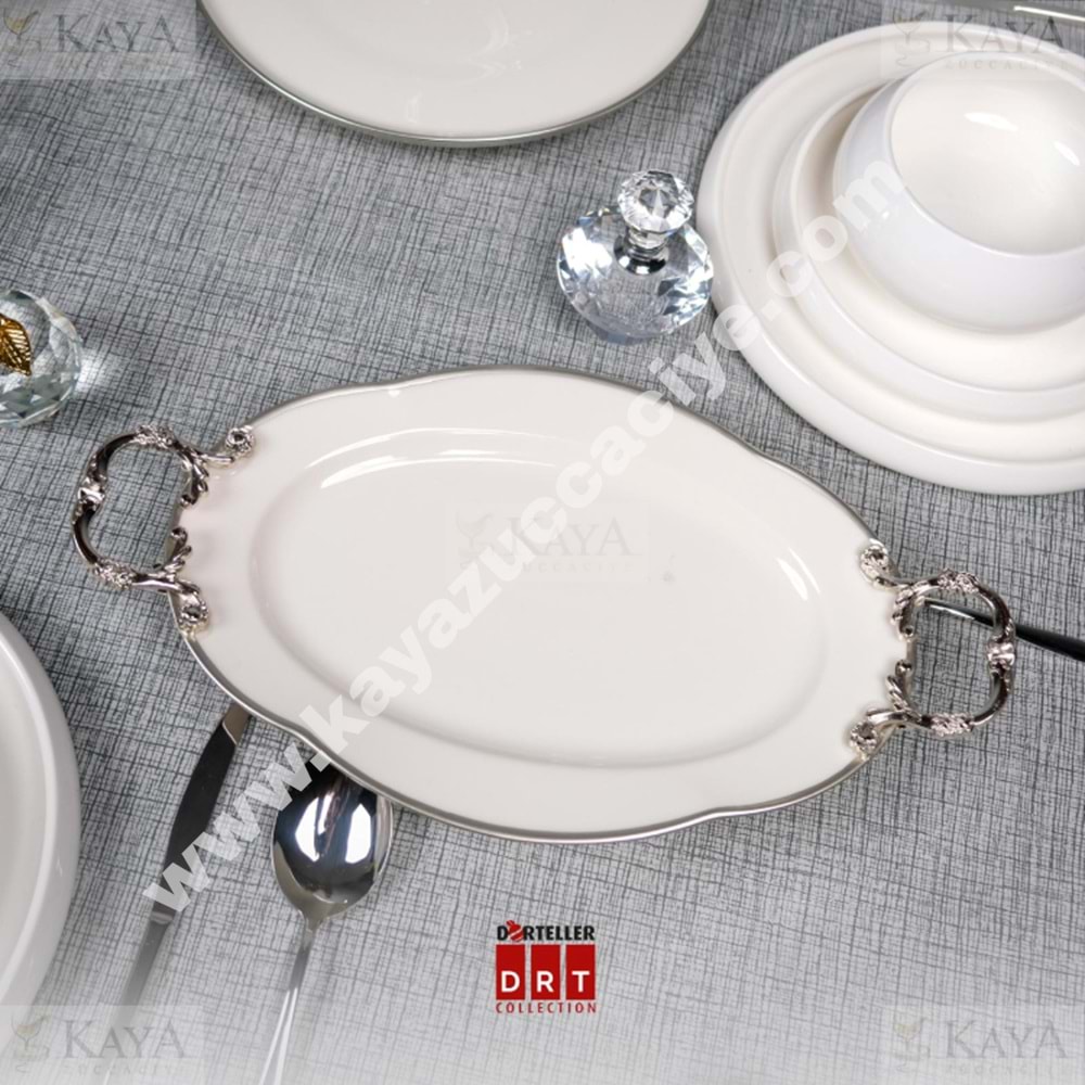 DRT SUNUM TABAĞI KAYIK PAPATYA MODEL GÜMÜŞ AYAKLI KULPLU 30 CM 1*12