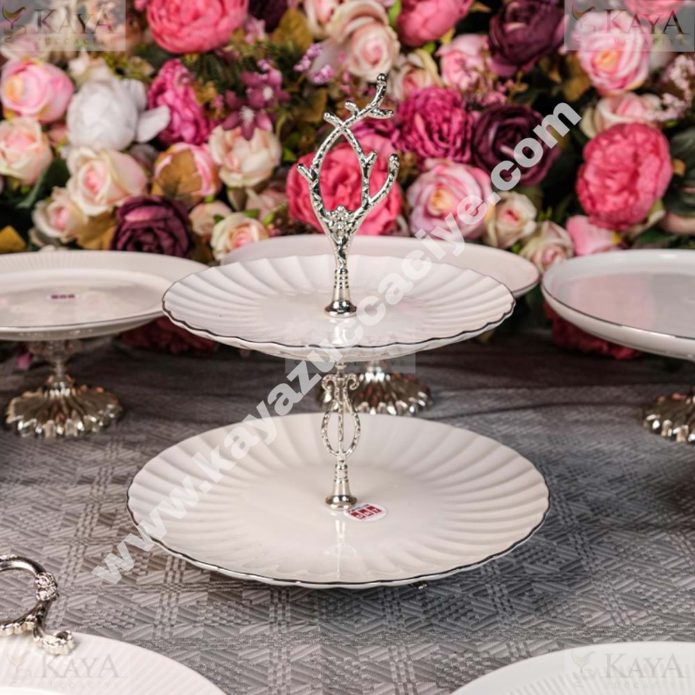 DRT KATLI KURABİYELİK IŞIL MODEL PLATİN YALDIZLI 27x27 CM 1*12