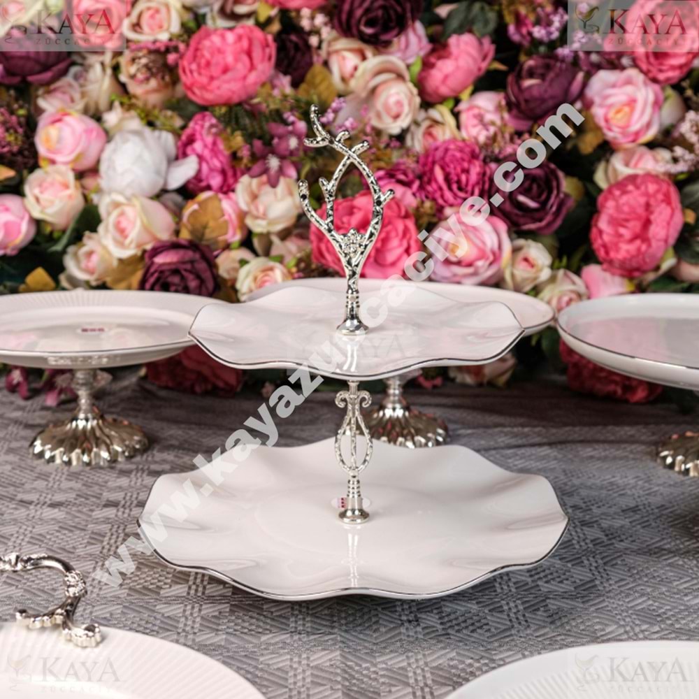 DRT KATLI KURABİYELİK NESRİN MODEL PLATİN YALDIZLI 27x27 CM 1*12