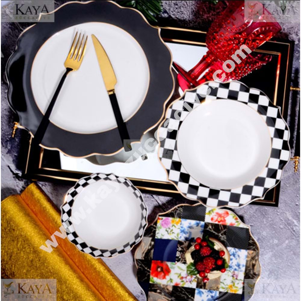 KSV BONE CHINA YEMEK TAKIMI 24 PARÇA 1*2