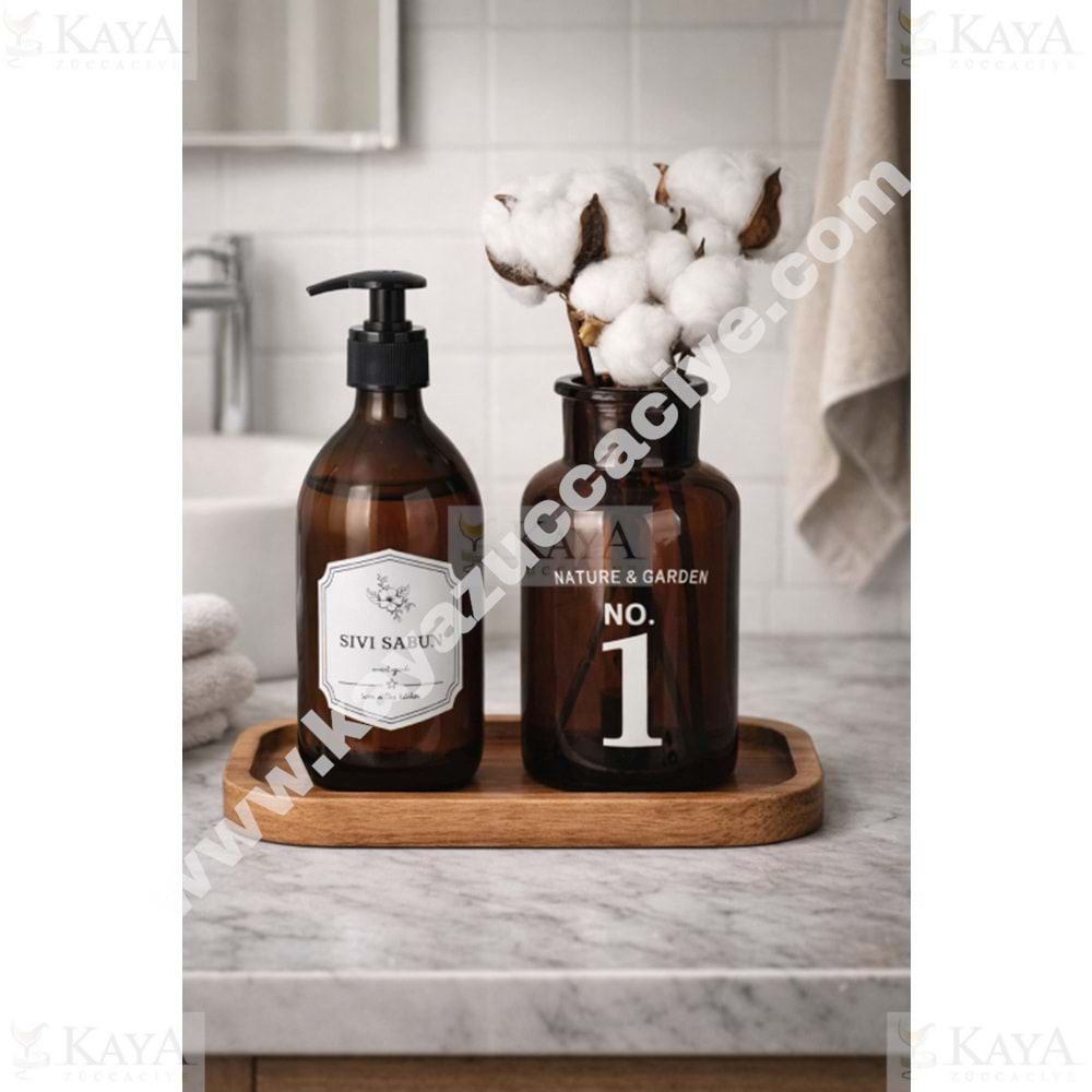 EGE BANYO SETİ CAM AMBER 2 Lİ STANDLI 1*12