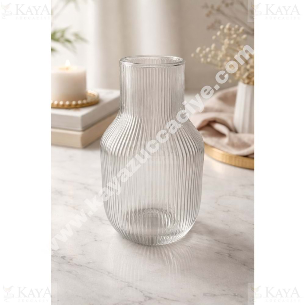 EGE LA CUPPA VAZO CAM MİLAS ÇİZGİLİ TOMBUL 24x14 CM 1*6