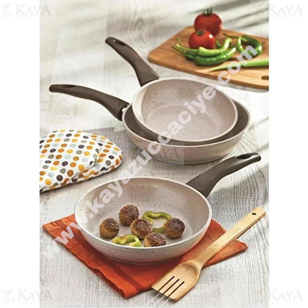 GÜLSAN TEFLON TAVA SETİ SAFRAN 3 LÜ GRANİT 18-20-22 CM 1*6