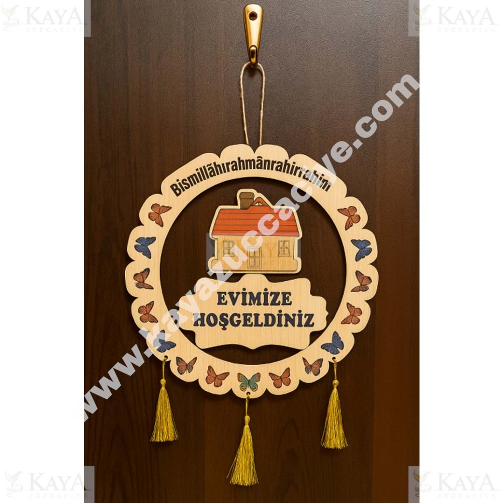 GLS İPLİ EVLİ KAPI SÜSÜ PÜSKÜLLÜ 30 CM