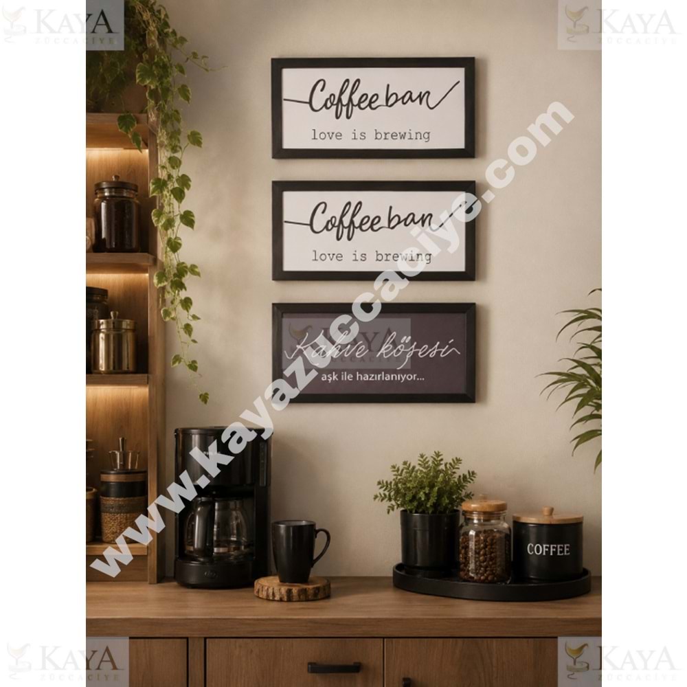 GLS AHŞAP KAHVE KÖŞESİ DUVAR SÜSLERİ DİKDÖRTGEN 35x20 CM