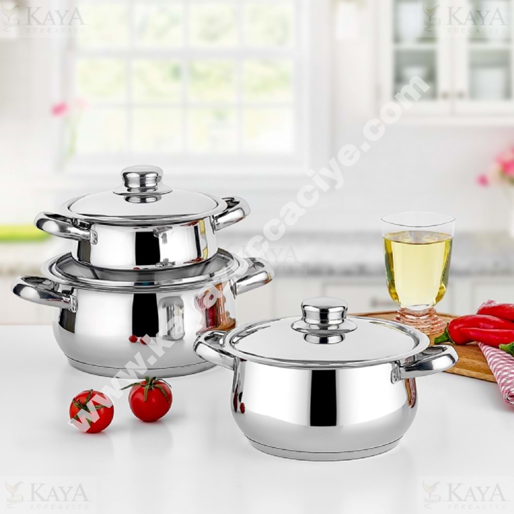 GÜLSAN ÇELİK GÜVEÇ SET ÇELİK KAPAKLI 14-16-18 CM ÇAKIR 1*6