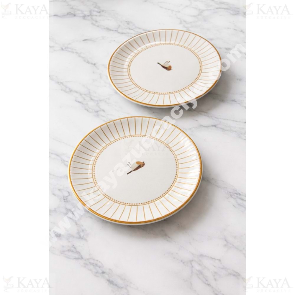 ALİNA HOME GOLD BEYAZ YUVARLAK TATLI TABAĞI 14,5x14,5 CM 1*20