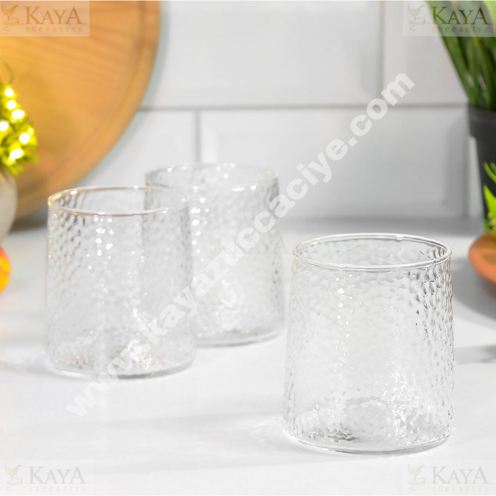 DİAMONDS MEŞRUBAT BARDAĞI CAM NOKTA DESEN 3 LÜ 1*24