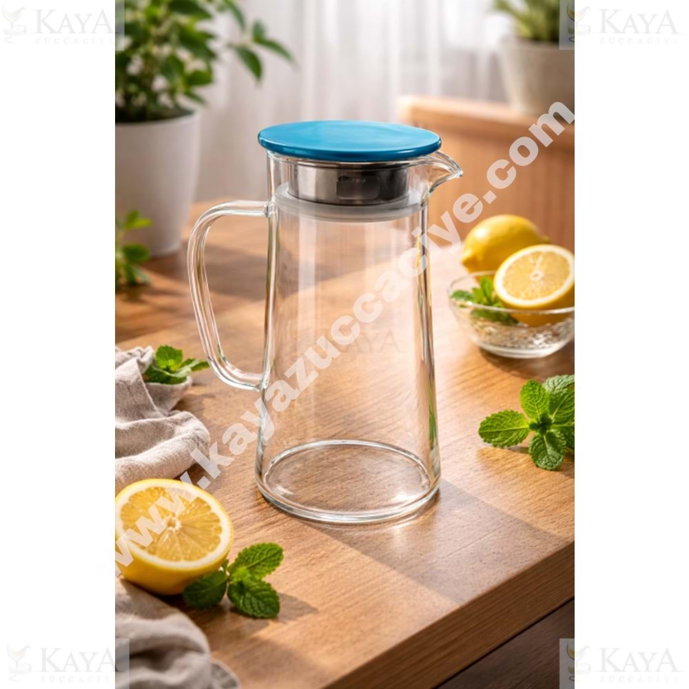 DİAMONDS CAM SÜRAHİ BOROSİLİKAT SADE METAL KAPAK 1650 ML 1*24