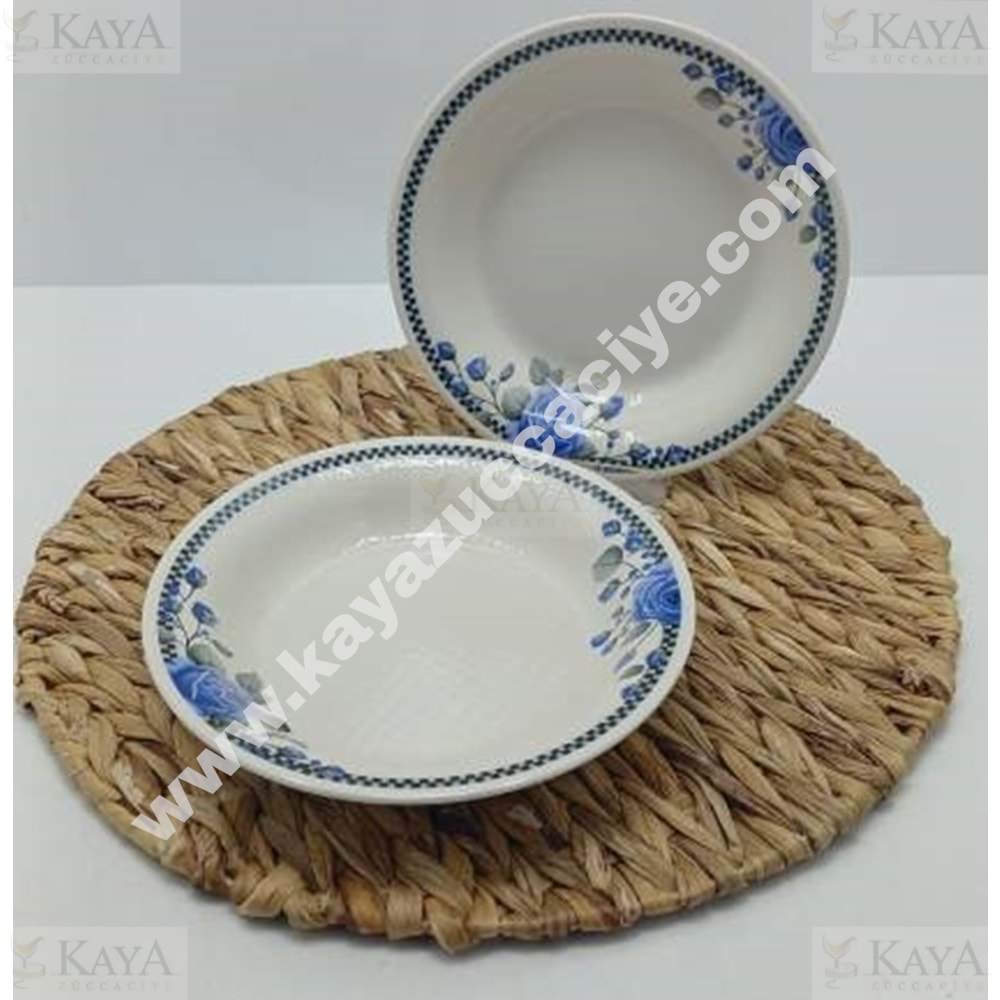 ALİNA HOME MAVİ GÜL YUVARLAK YEMEK TABAĞI 20 CM 1*12