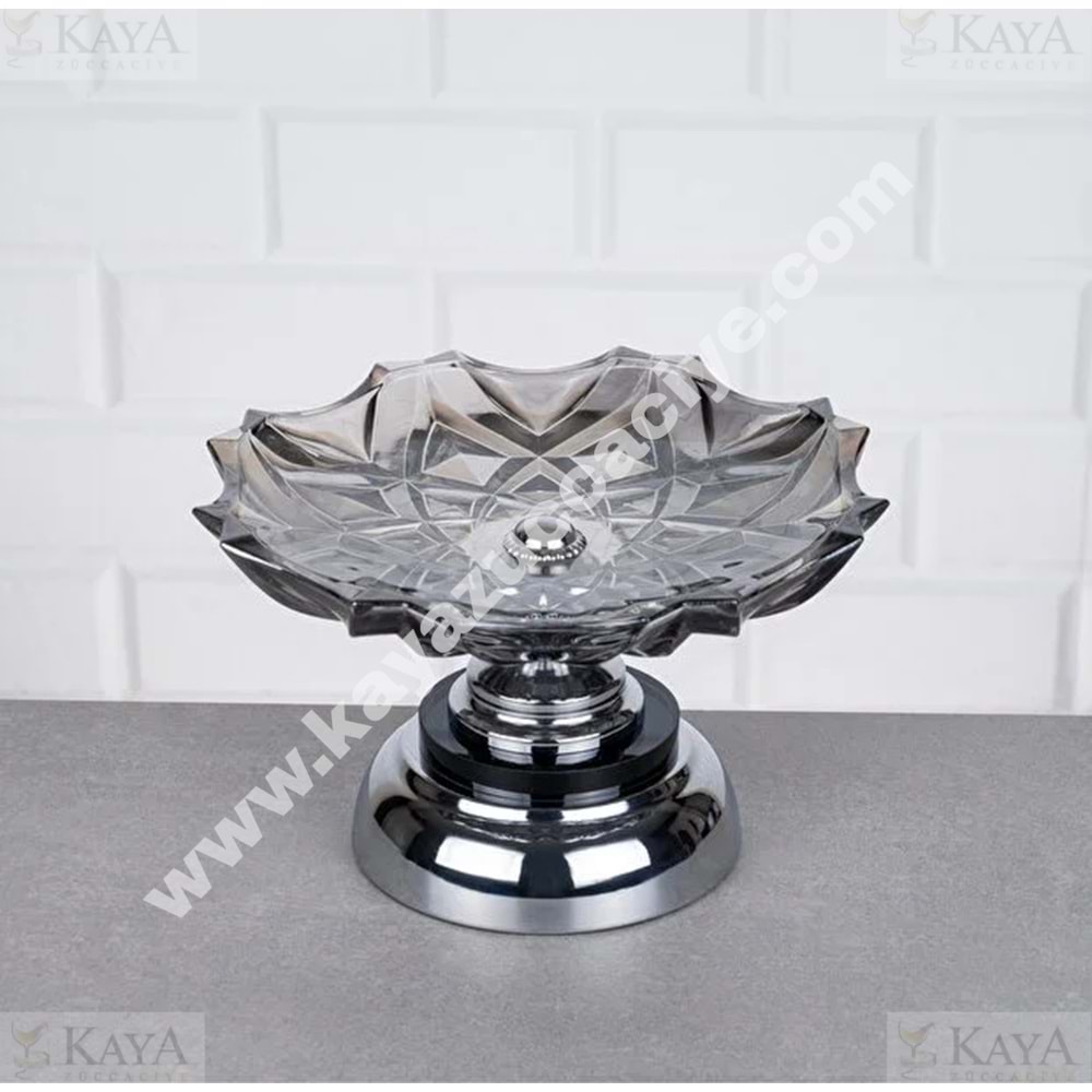 CNM CAM AYAKLI YUVARLAK KÜÇÜK SUNUMLUK KROM 12x19 CM 1*14