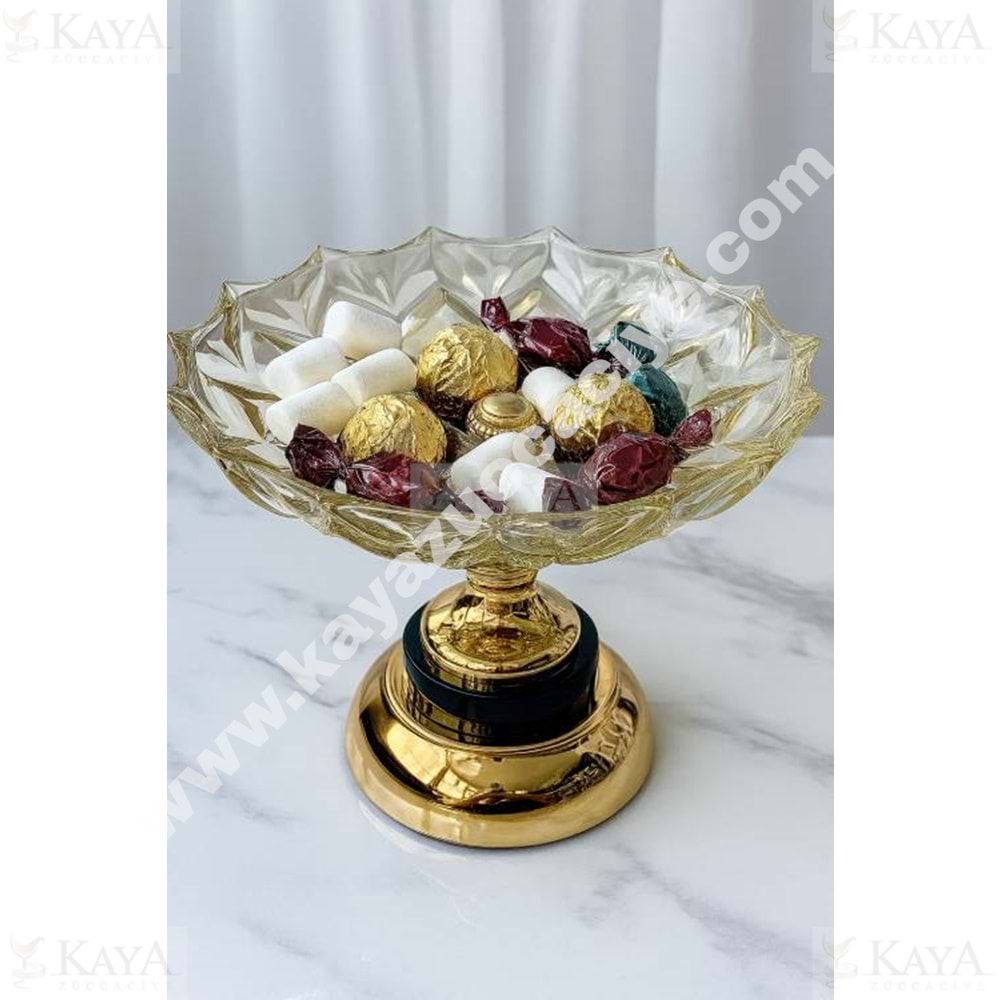 CNM CAM AYAKLI YUVARLAK KÜÇÜK SUNUMLUK SARI 12x19 CM 1*14