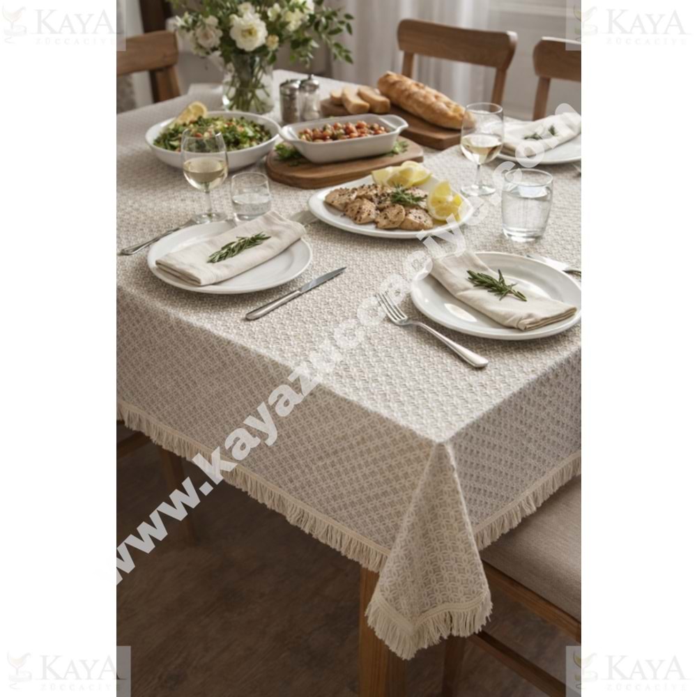İNCİ MASA ÖRTÜSÜ KAYMAZ SİLİNEBİLİR 8 KİŞİLİK 190x150 CM 1*25