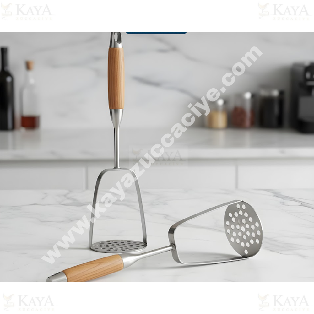 BZD IVORY PATATES EZİCİ AHŞAP SAPLI 304 METAL OVAL 35 CM 1*72