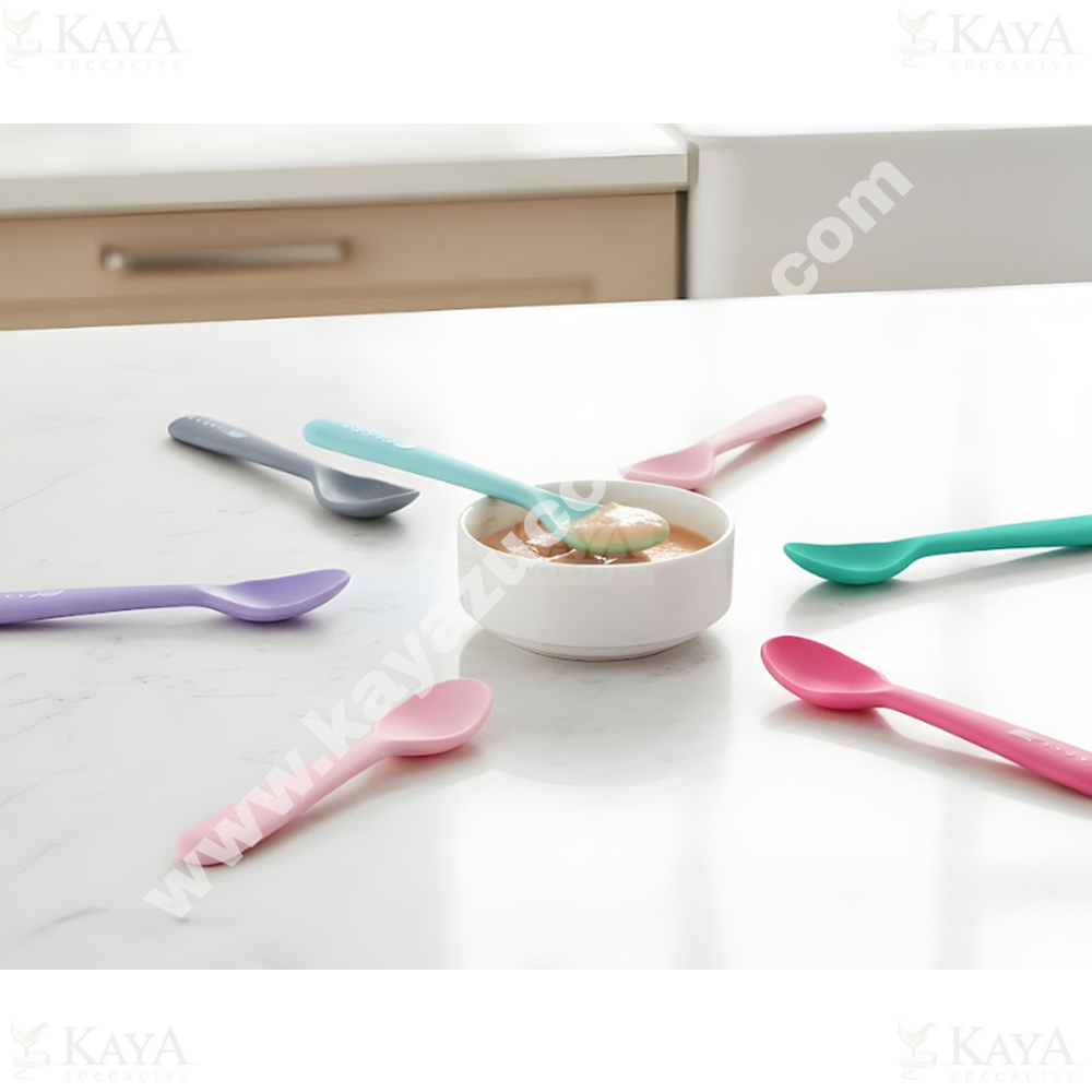 BZD IVORY SİLİKON MAMA KAŞIĞI SETİ İKİLİ 1*24