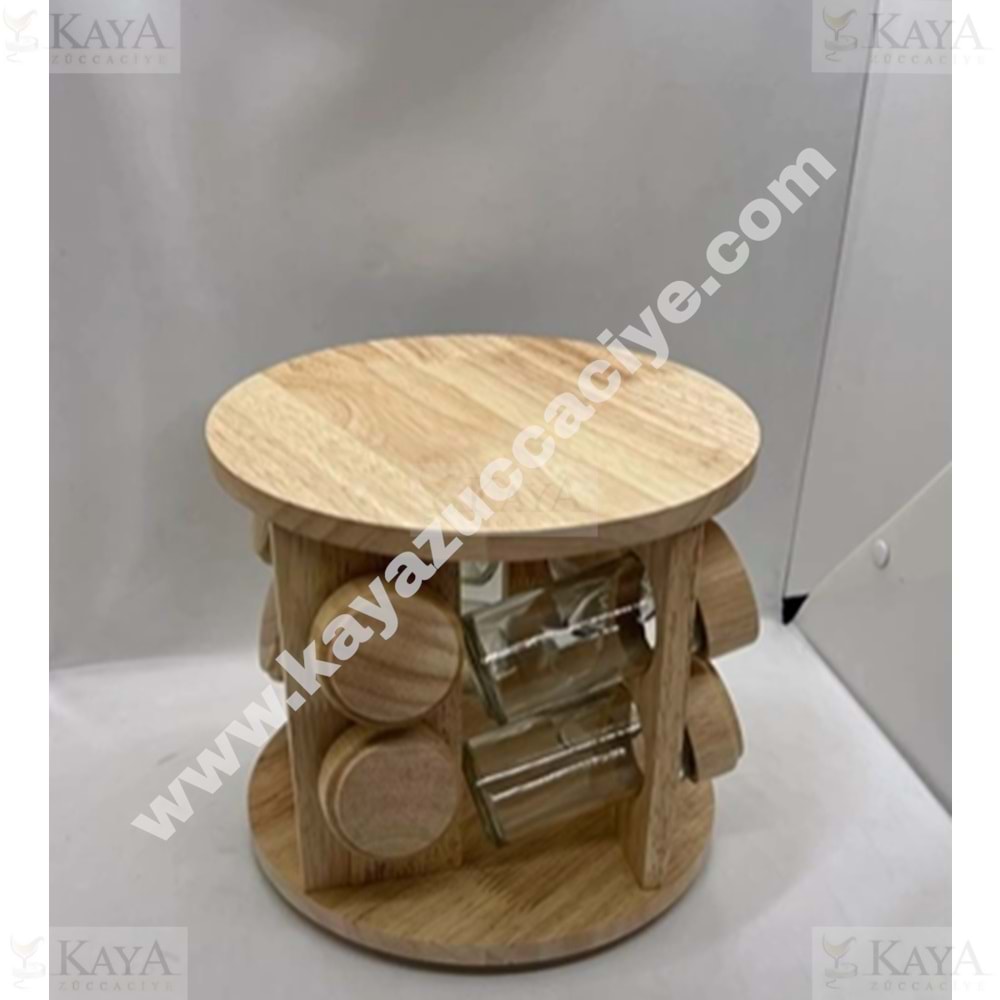 MS MORRY 8 PRÇ DÖNERLİ BAHARAT SETİ AHŞAP 1*12