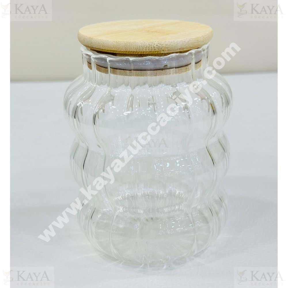 KISMET BOROSİLİKAT OPTİKLİ KAVANOZ BAMBU KAPAK 15 CM 1*12