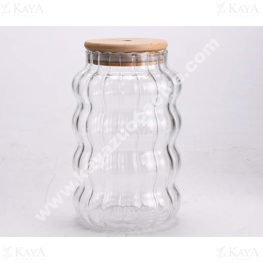 KISMET BOROSİLİKAT OPTİKLİ KAVANOZ BAMBU KAPAK 20 CM 1*12