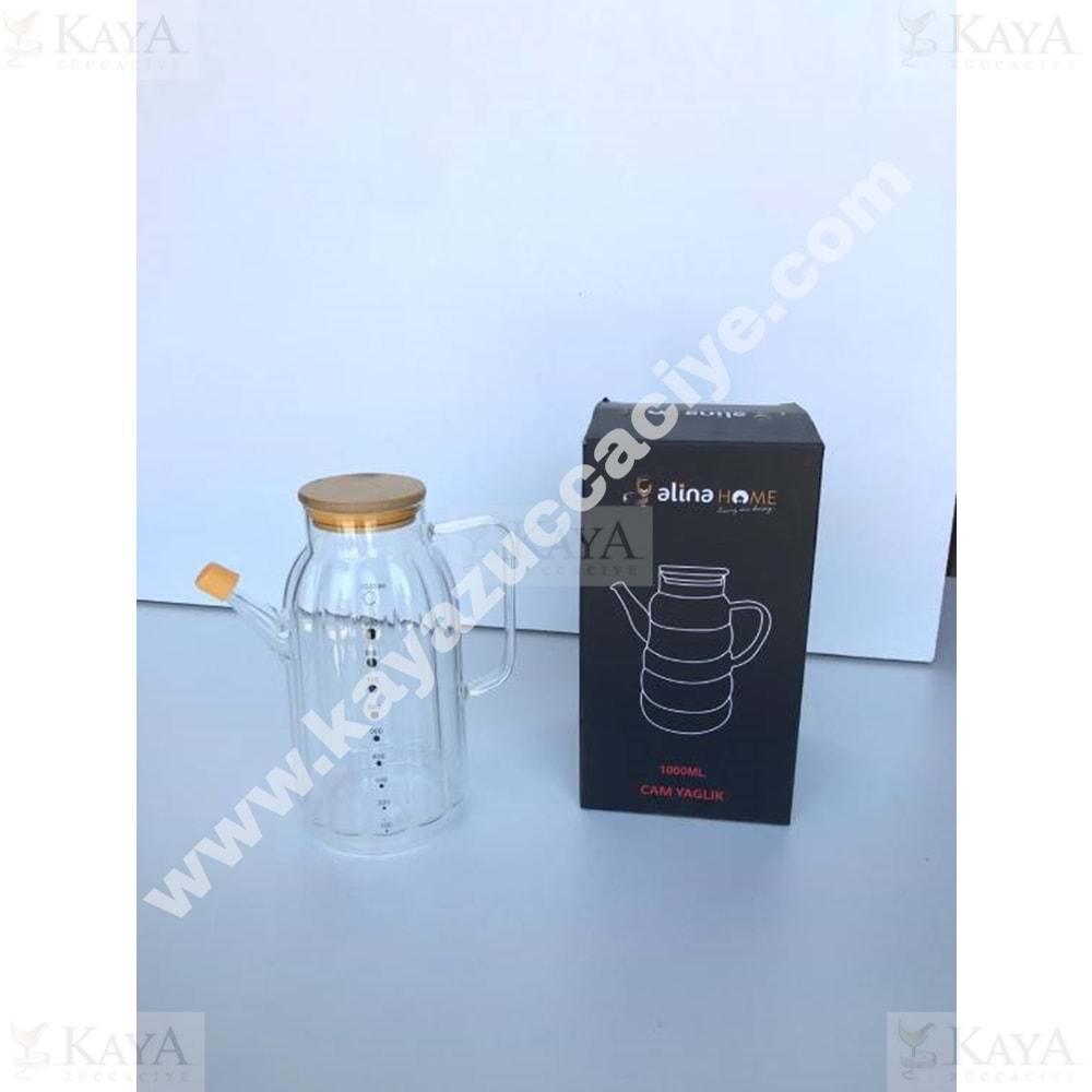 ALİNA CAM BOROSİLİKAT YAĞLIK BAMBU KPK 1 LT ADA 1*24