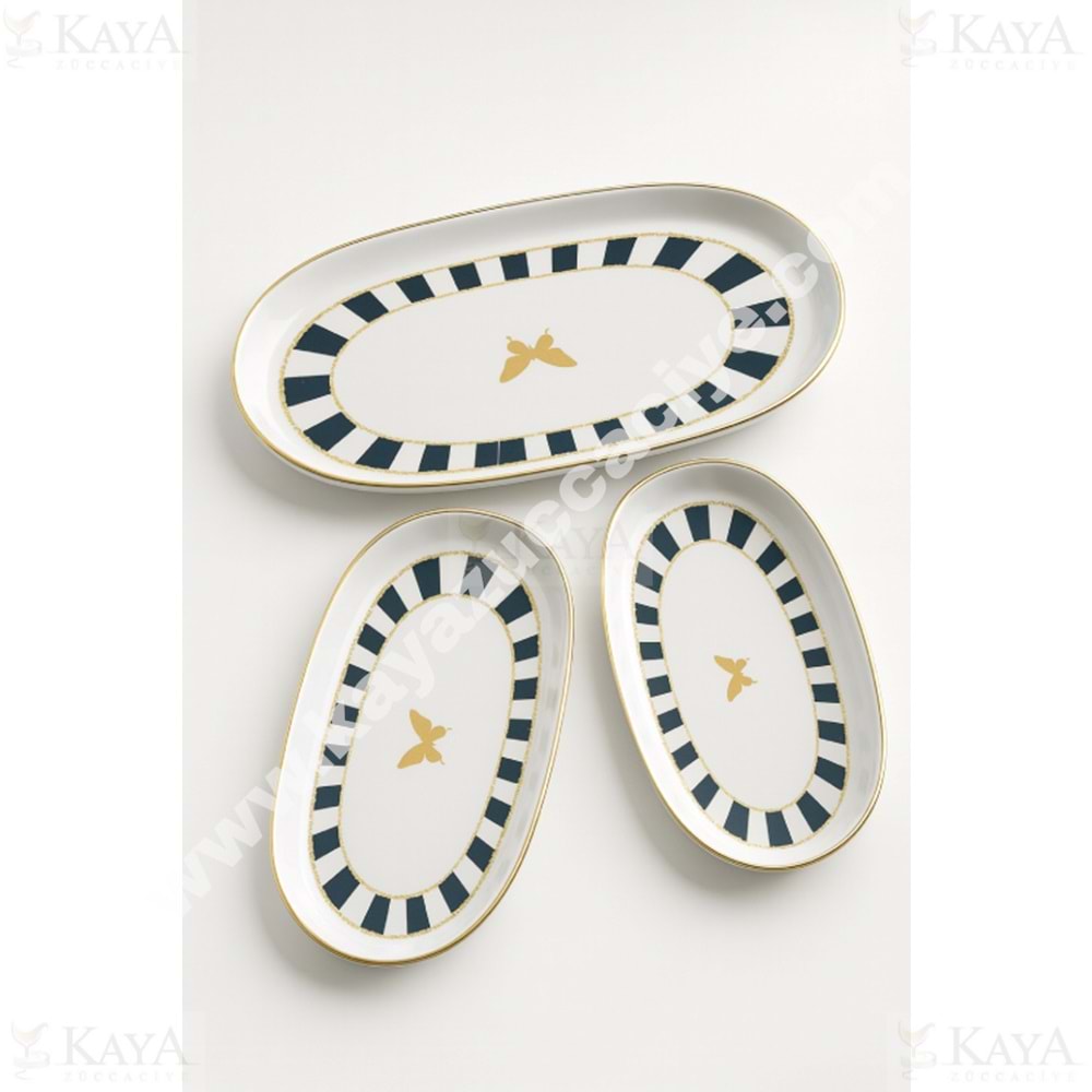 ÜLGER ÇİZGİLİ KELEBEK MARTHA 3 LÜ KAYIK TABAK 1*12