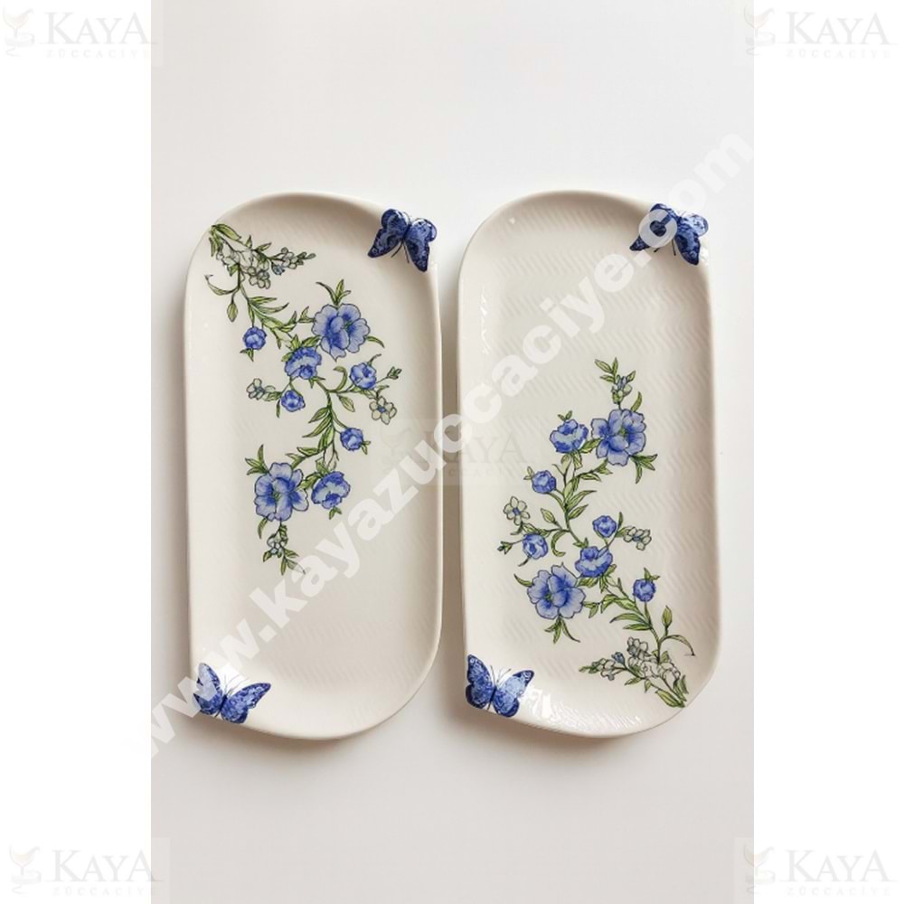 ALİNA HOME DALGALI ORTA OVAL KELEBEK KAYIK KOBALT KELEBEK 29 CM 1*12