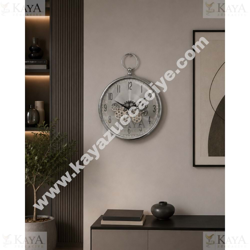 KRD DUVAR SAATİ ÇARKLI MODEL GÜMÜŞ 1*16