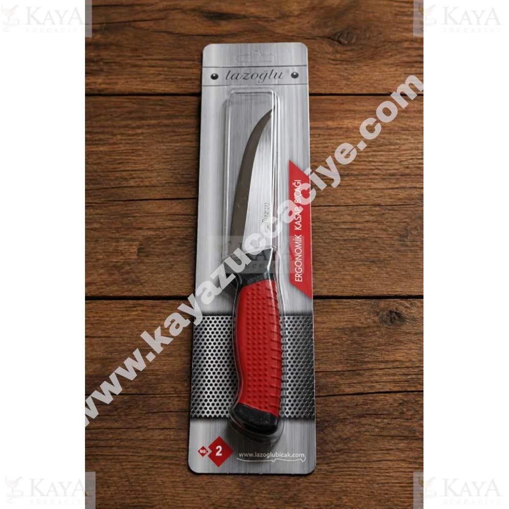 LAZOĞLU KASAP BIÇAĞI ÇİFT RENKLİ KIRMIZI SAP NO:2 1*130