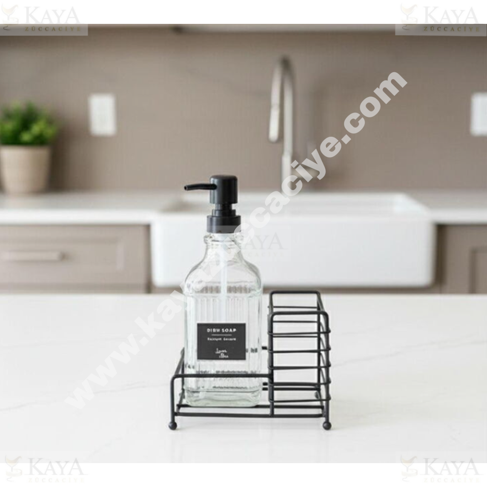 LUCA MİA CAM SIVI SABUNLUK SELİS SÜNGERLİKLİ STANDLI 1*24
