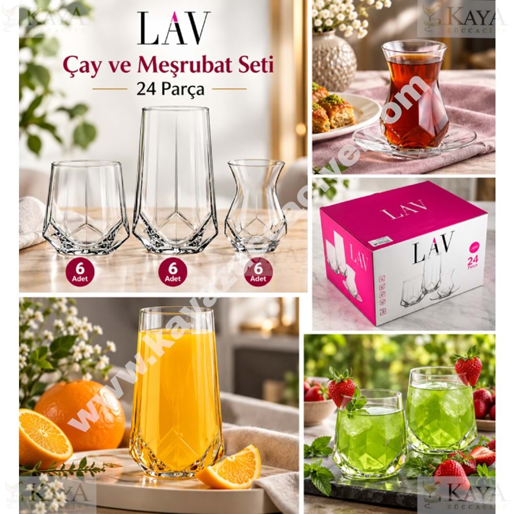 LAV BARDAK SETİ ALYA 24 PARÇA BARDAK SETİ 1*2