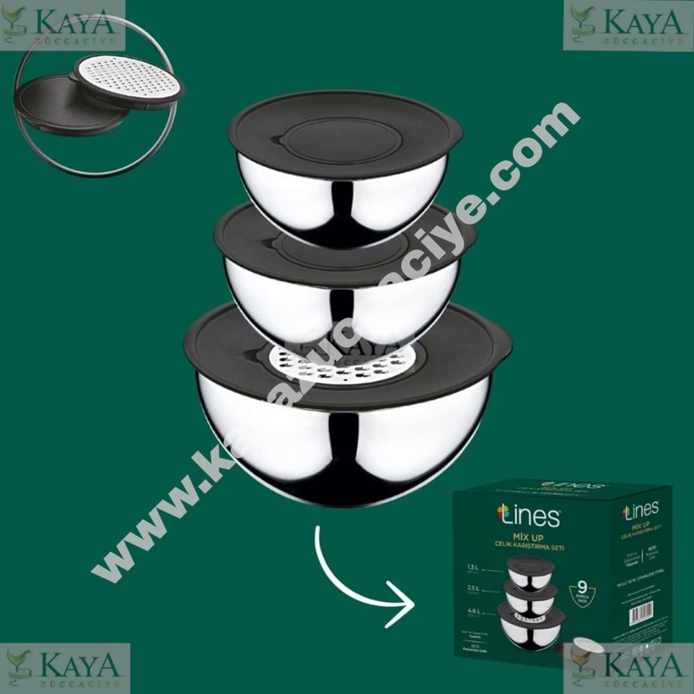 LİNES MİX UP 9 PARÇA ÇELİK KARIŞTIRMA SETİ 1.3-2.5-4.6 L 1*6
