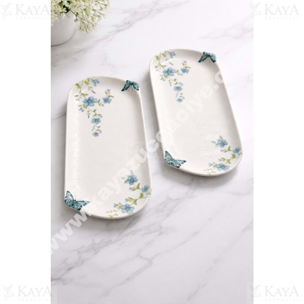 ALİNA HOME DALGALI ORTA OVAL KELEBEK KAYIK MAVİ KELEBEK 29 CM 1*12