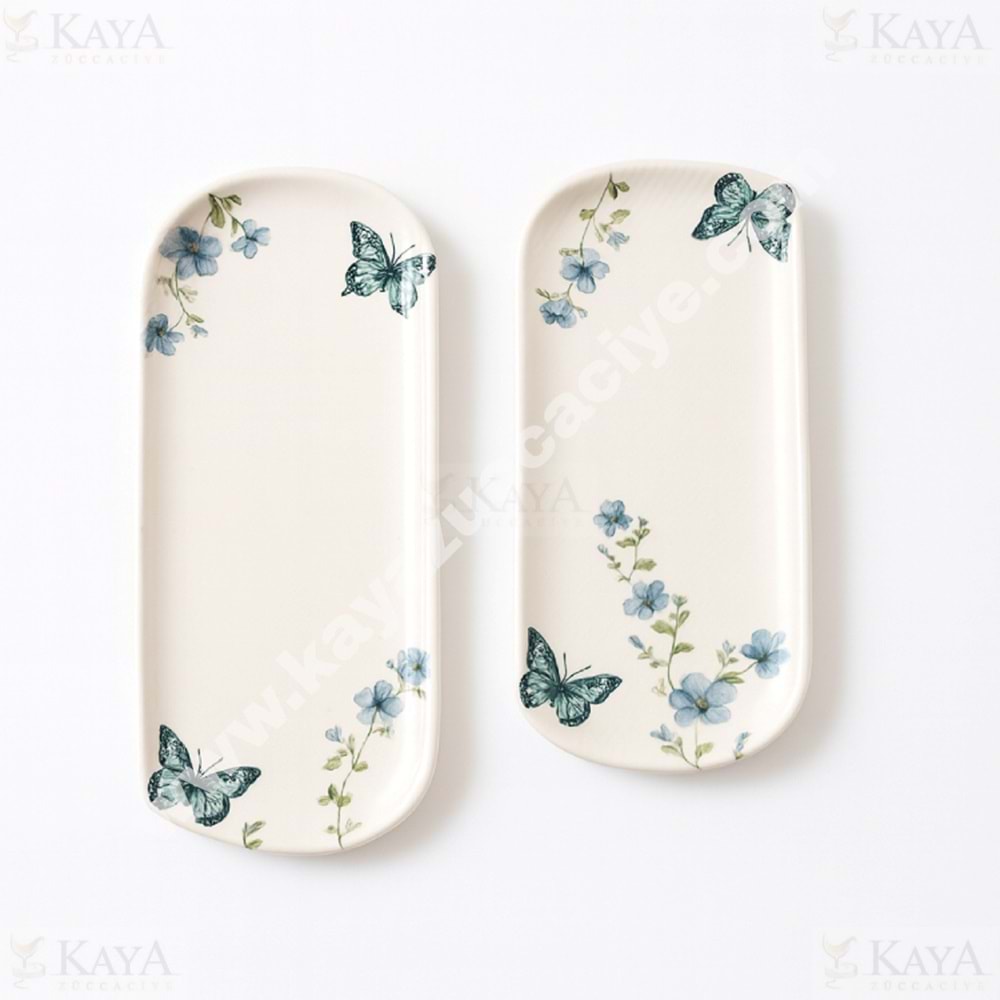 ALİNA HOME DALGALI KÜÇÜK OVAL KELEBEK KAYIK MAVİ 22 CM 1*12