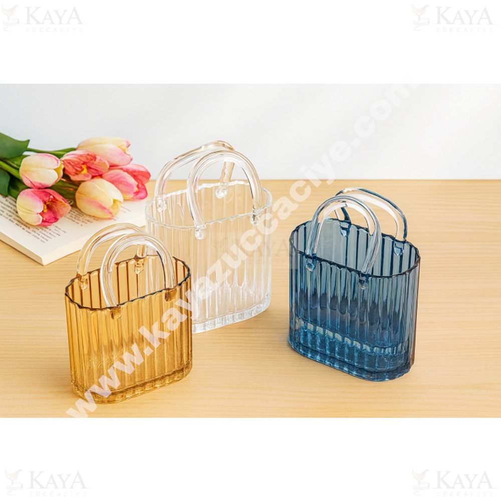 MLN CAM ÇİZGİLİ BÜYÜK ÇANTA VAZO 1*8