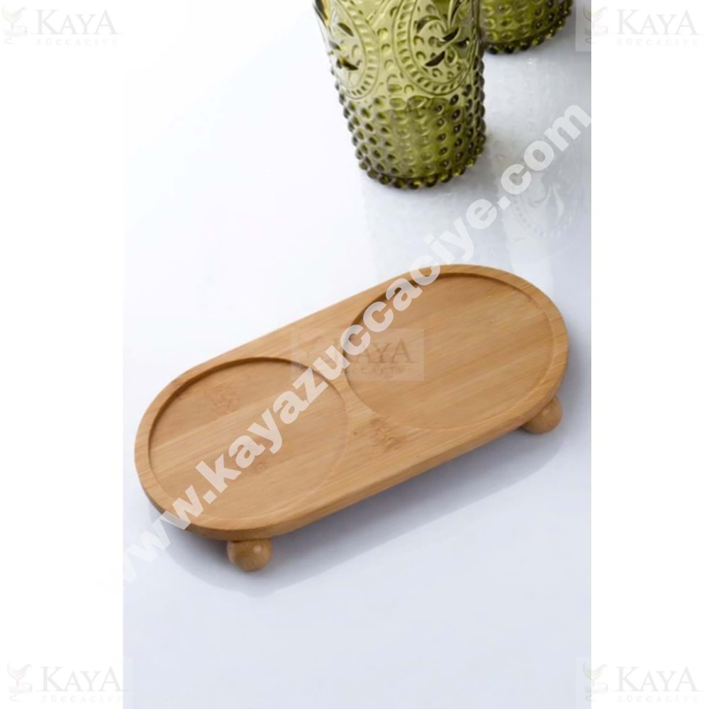 MLN BAMBU YAĞLIK ALTI OVAL BÖLMELİ TOP AYAKLI 24x12 CM 1*72