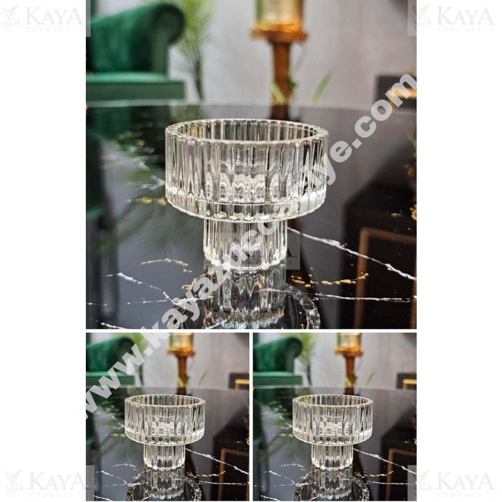 MLN CAM 6 LI ÇİZGİLİ AYAKLI LOKUMLUK 5,5 CM KASE 1*20
