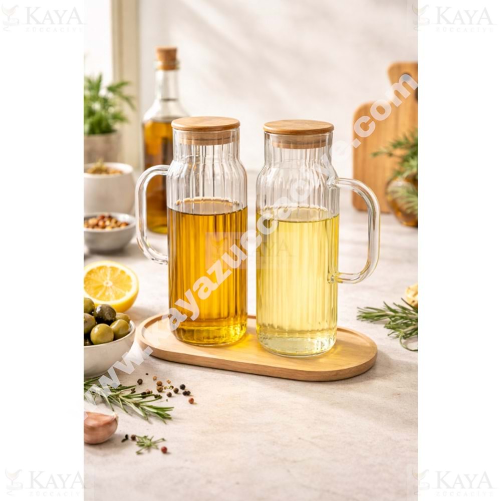 MLN CAM YAĞLIK 2 Lİ BAMBU KAPAKLI STANDLI 1*6