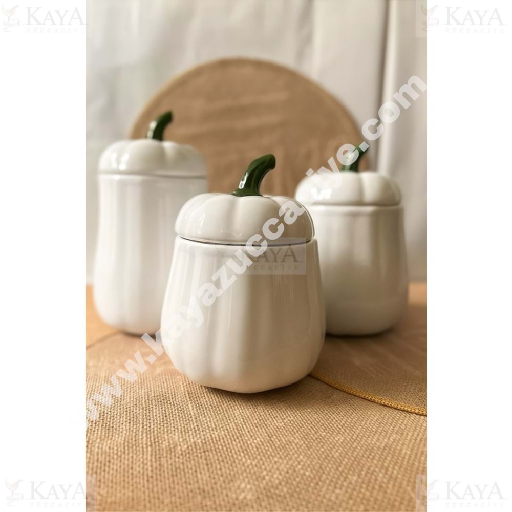 MLN SERAMİK 3 LÜ DEKORATİF KABAK BEYAZ 1*6