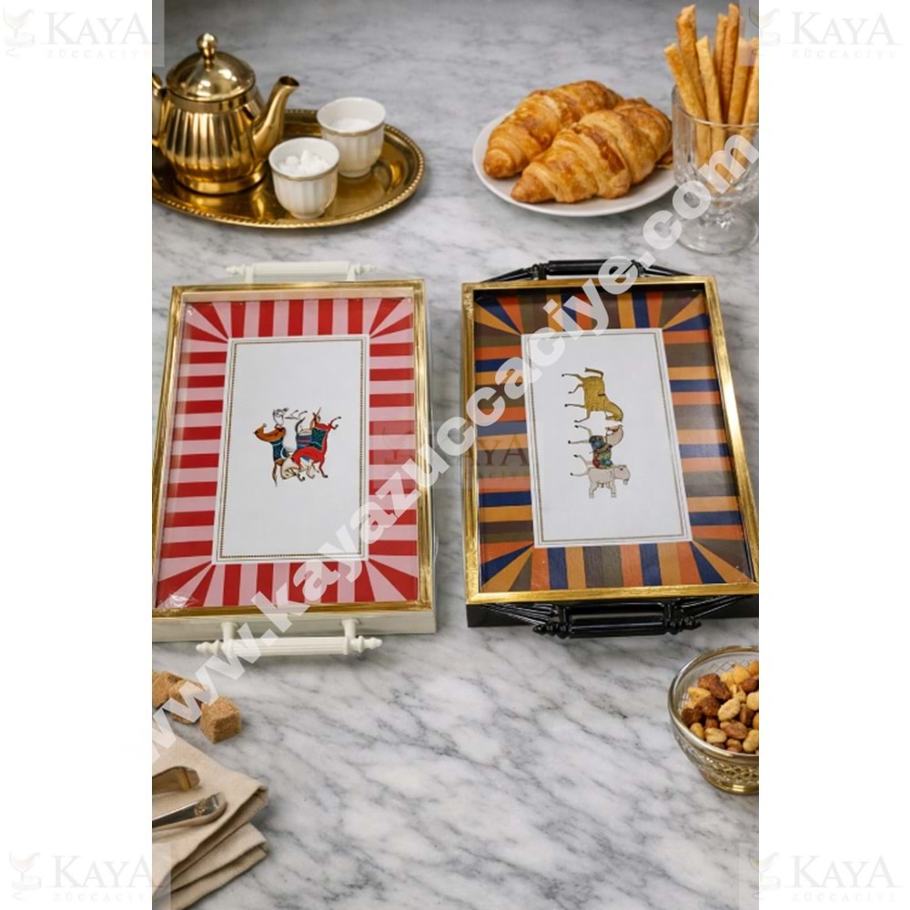 MLN TEPSİ AHŞAP MİNYATÜR ATLI TEPSİ 40x28 CM 1*14