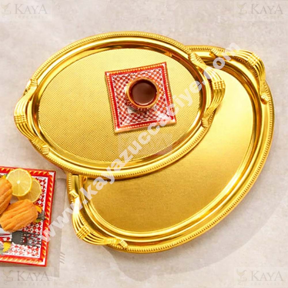 DALGIÇ 2 Lİ OVAL TEPSİ SETİ GOLD 2013SET2 37x28-44x33 CM 1*10