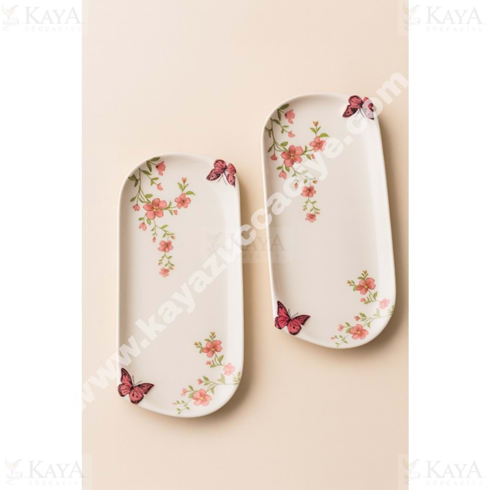 ALİNA HOME DALGALI ORTA OVAL KELEBEK KAYIK PEMBE KELEBEK 29 CM 1*12