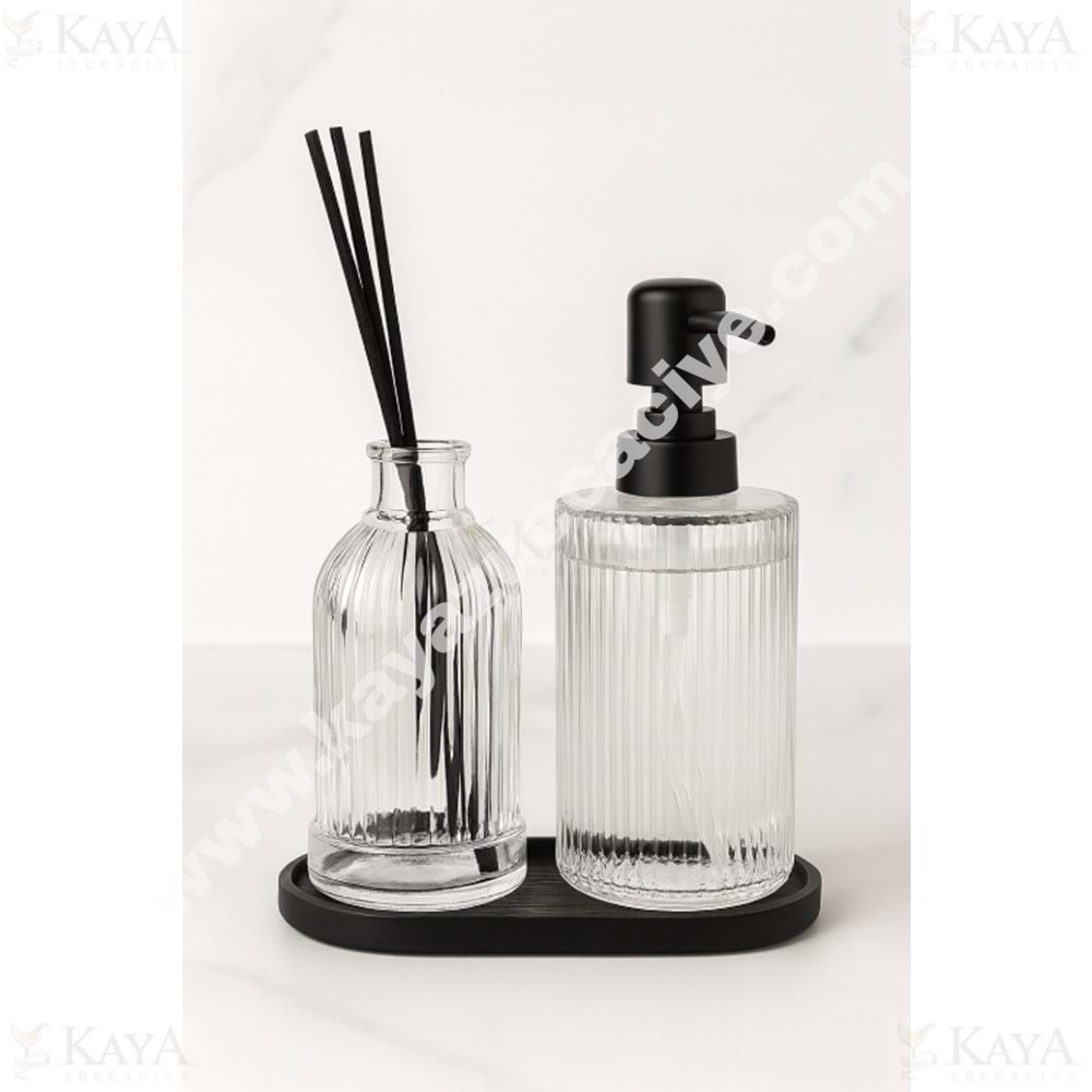 BZD IVORY CAM STANDLI 2 Lİ SIVI SABUNLUK SETİ 500 ML 1*24