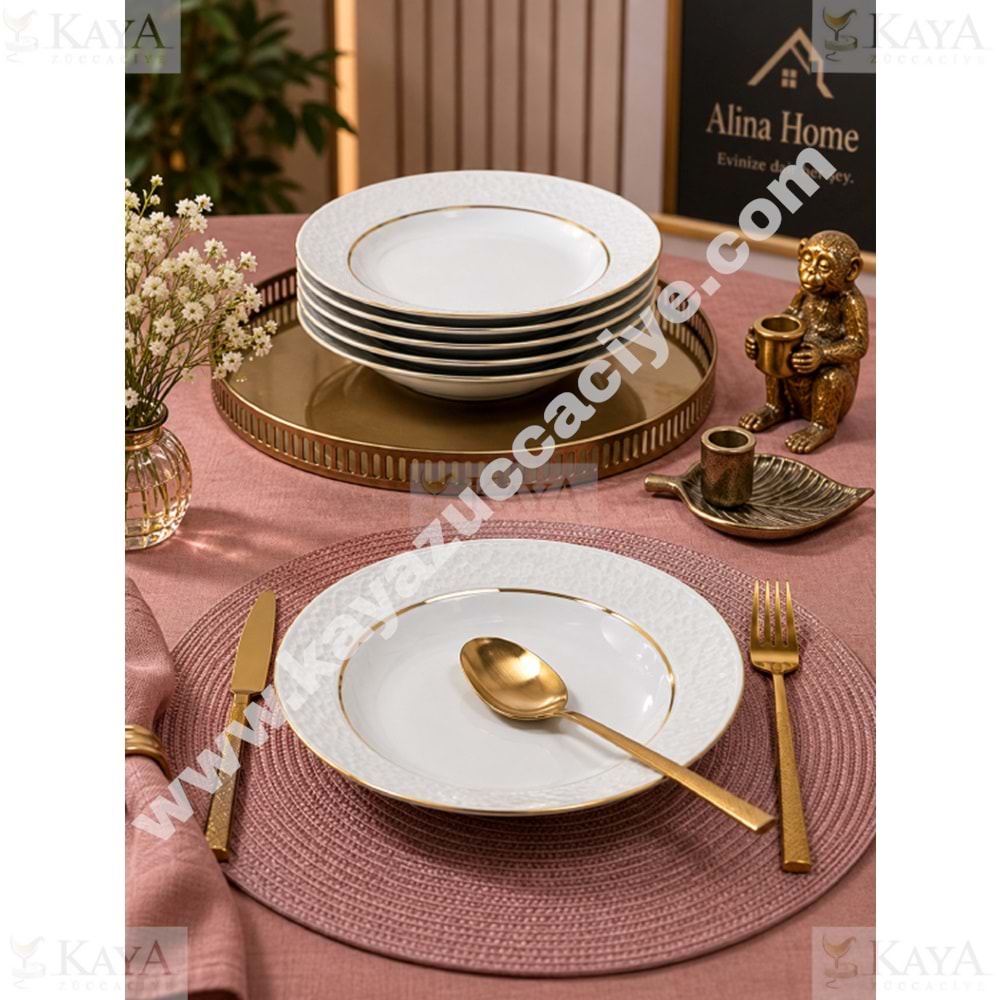 GÜRAL PORSELEN SEDEF 17 CM ÇUKUR TABAK MAT YALDIZ 1*12