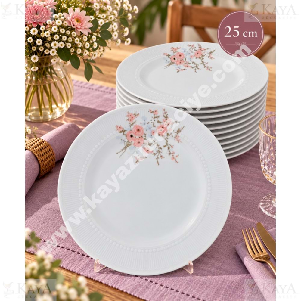 GÜRAL PORSELEN SEDEF 25 CM DÜZ TABAK 1*12