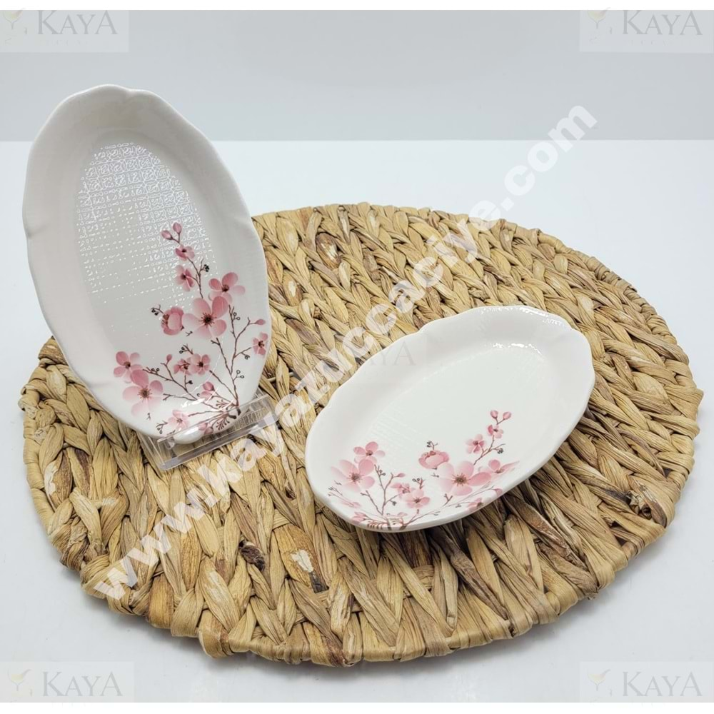 ALİNA HOME PEMBE SAKURA GELİNCİK KÜÇÜK OVAL KAYIK 18,5X11,5 CM 1*30