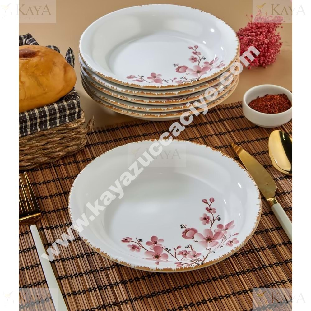 ALİNA HOME PEMBE SAKURA YEMEK TABAĞI 20 CM 1*12