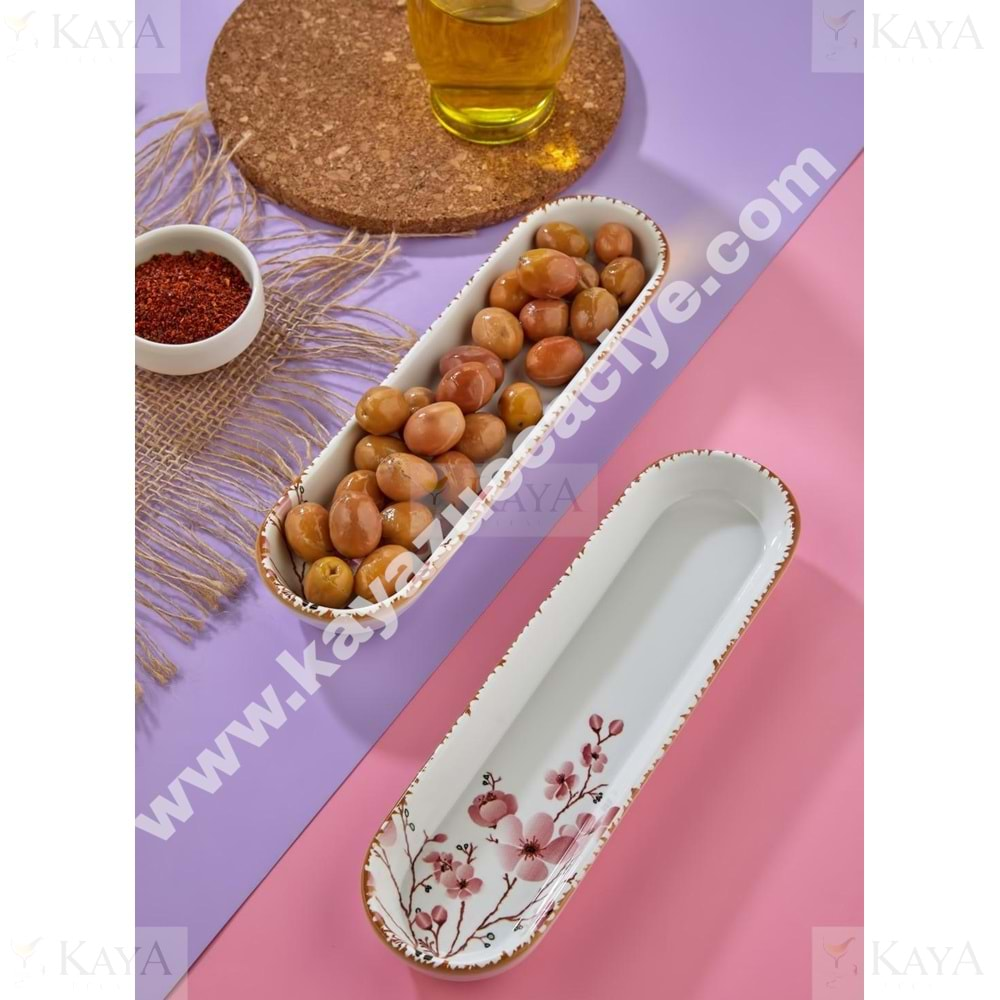 ALİNA HOME PEMBE SAKURA OVAL ZEYTİNLİK 23X6,5 CM 1*32